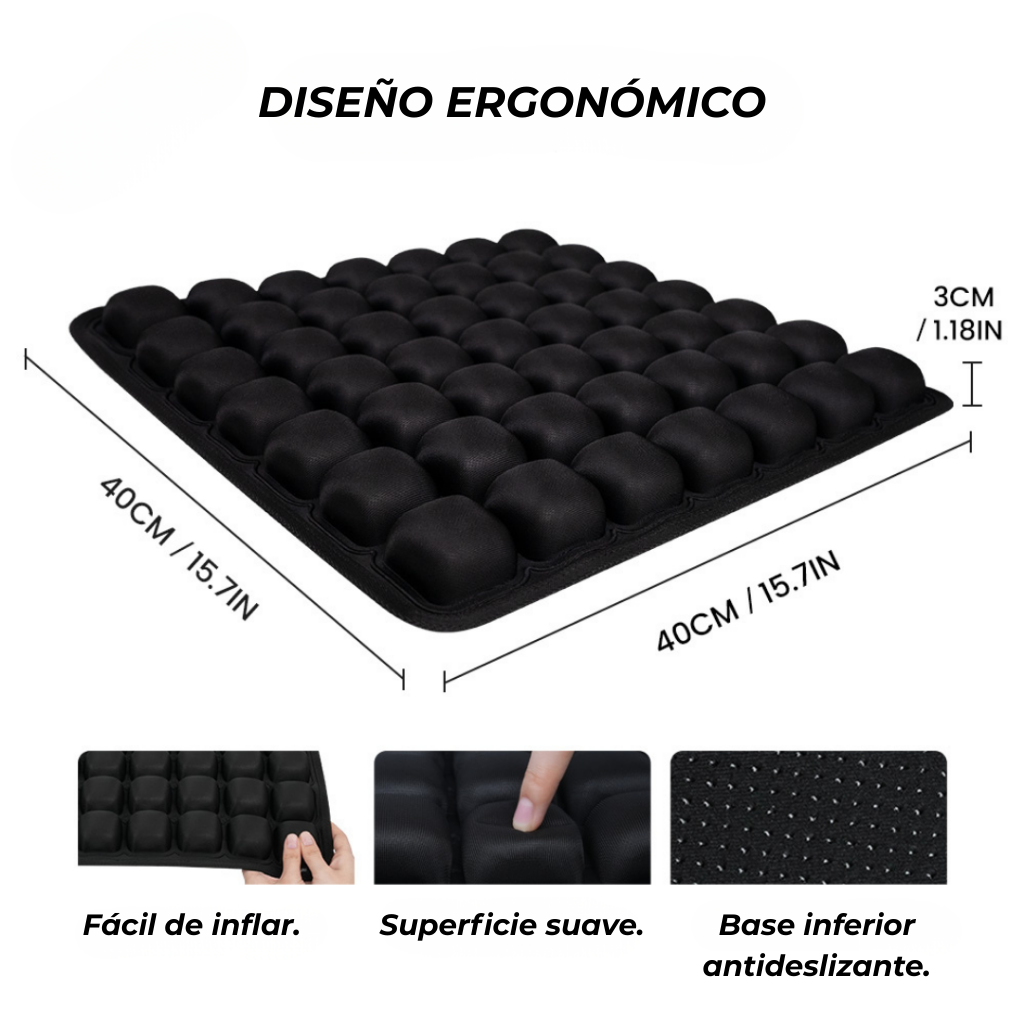 Cojín de Aire Ergonómico 3D - Alivio Instantáneo para Coxis y Espalda