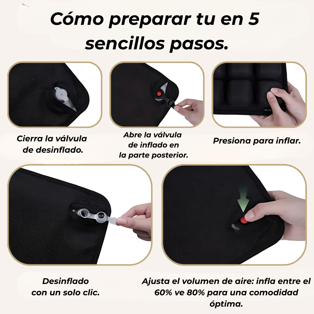 Cojín de Aire Ergonómico 3D - Alivio Instantáneo para Coxis y Espalda
